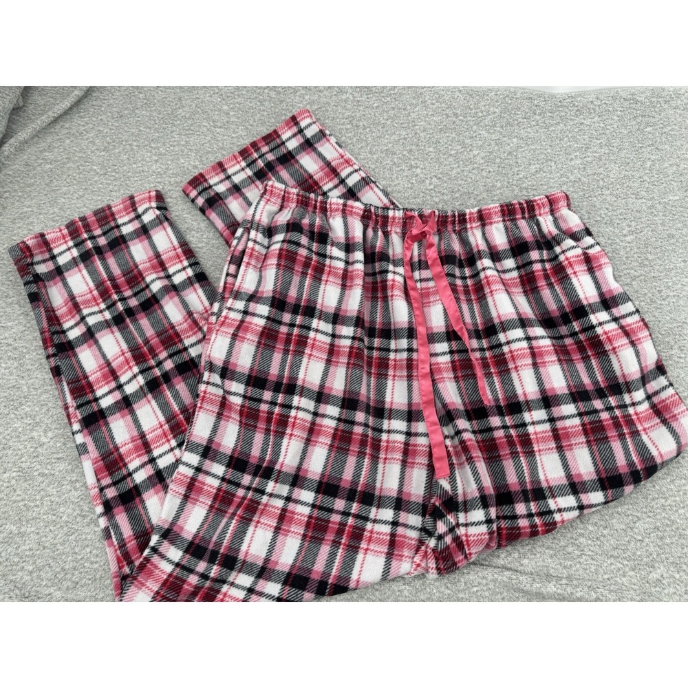 Alexander Del Rossa Lounge Pajama Pants Heavy Fleece Pockets Pink Plaid 2X